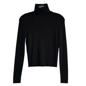 Zara Womens Ribbed Turtleneck Crop Sweater Black XL Fitted Balletcore Girl